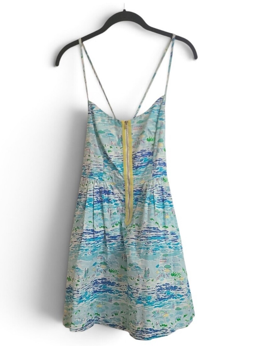 Lilly Pulitzer Beach Scenic Print Dress Front Zip Pockets Size 4
